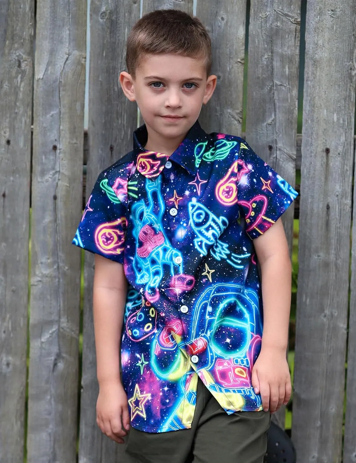 Enlifety Boys Girls Hawaii Shirt Cool Summer Casual Blouse Short Sleeve Button Down Tops Size 2-10T