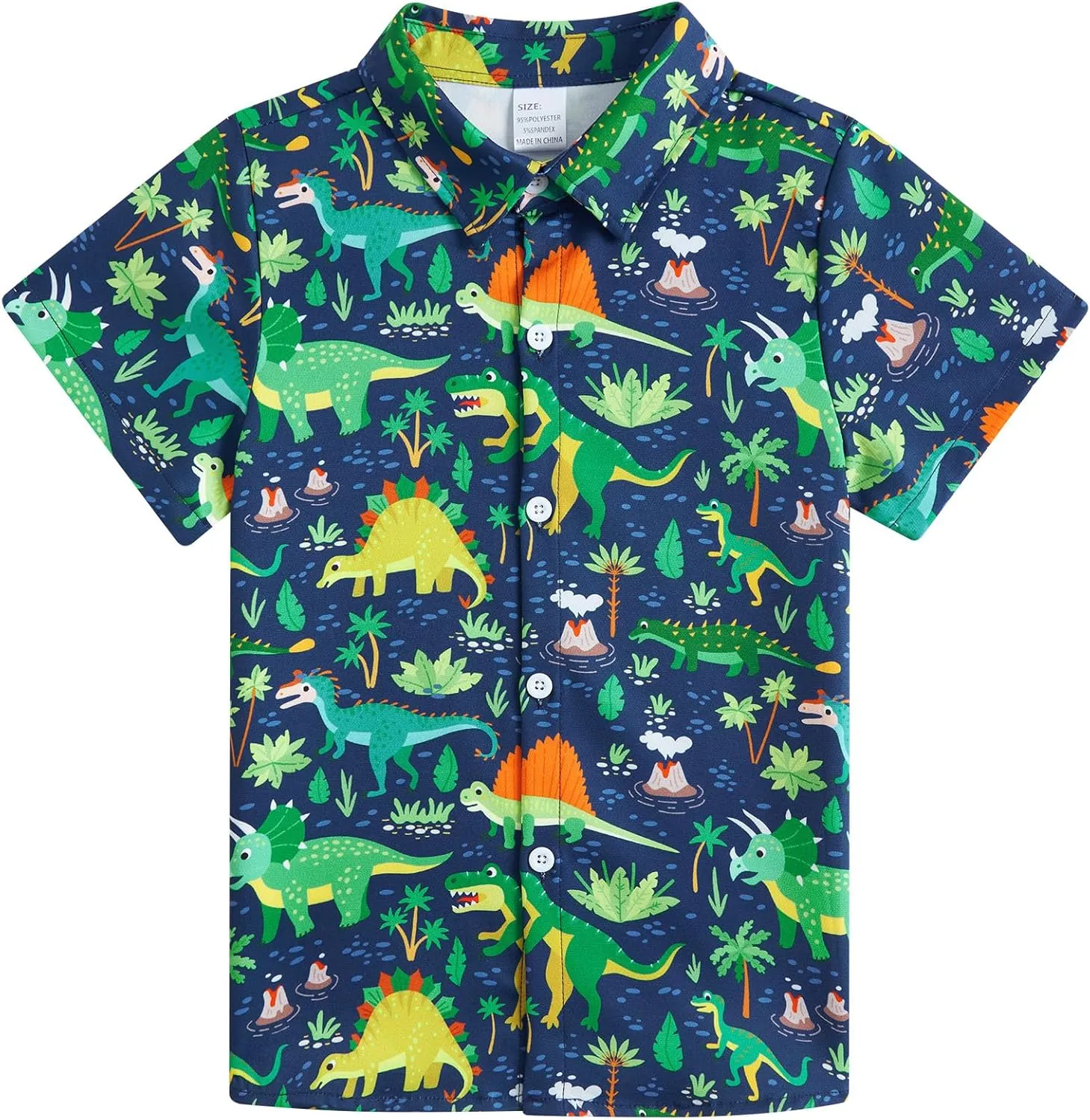 Enlifety Boys Girls Hawaii Shirt Cool Summer Casual Blouse Short Sleeve Button Down Tops Size 2-10T