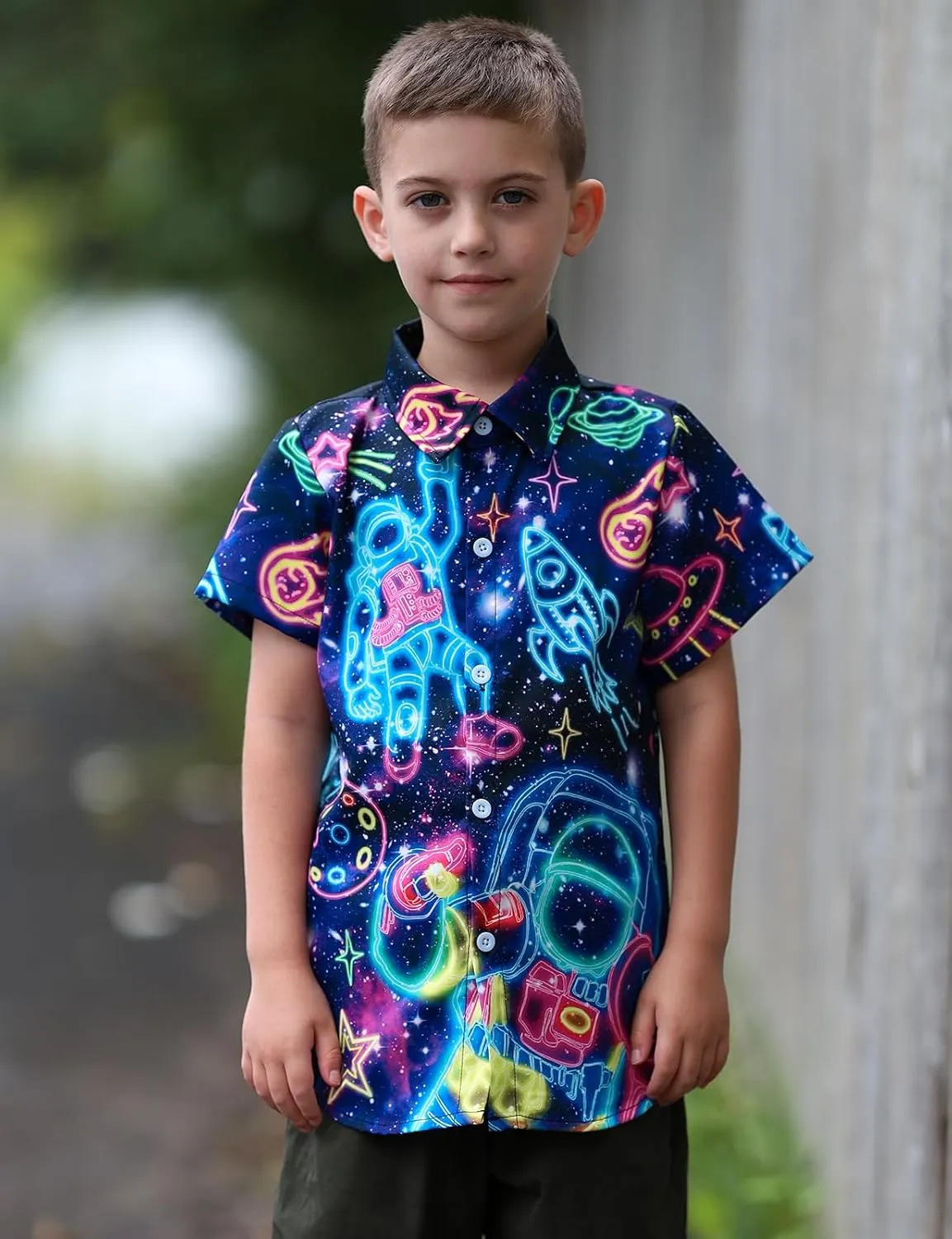 Enlifety Boys Girls Hawaii Shirt Cool Summer Casual Blouse Short Sleeve Button Down Tops Size 2-10T