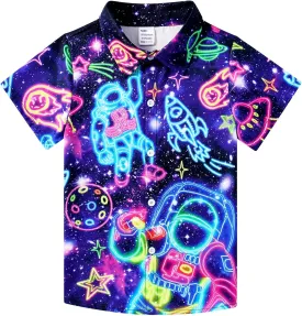Enlifety Boys Girls Hawaii Shirt Cool Summer Casual Blouse Short Sleeve Button Down Tops Size 2-10T