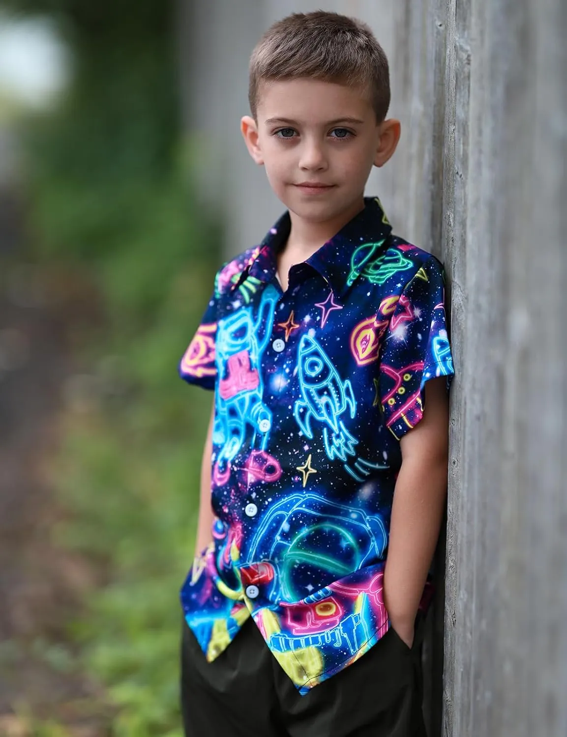 Enlifety Boys Girls Hawaii Shirt Cool Summer Casual Blouse Short Sleeve Button Down Tops Size 2-10T