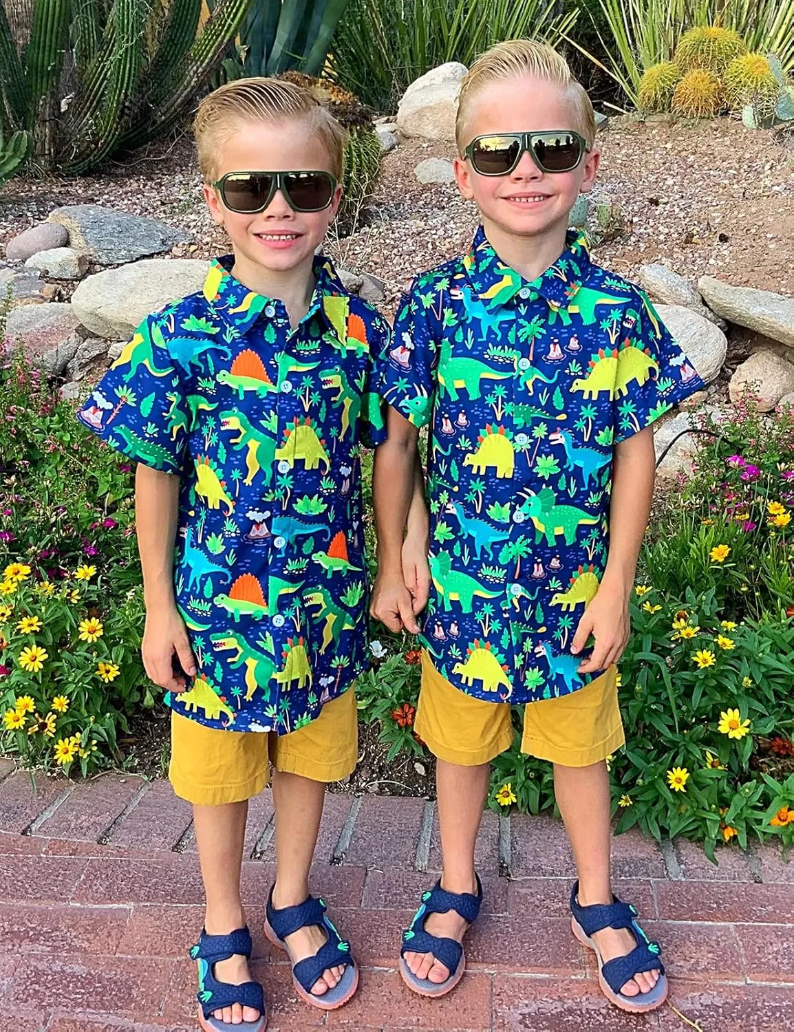 Enlifety Boys Girls Hawaii Shirt Cool Summer Casual Blouse Short Sleeve Button Down Tops Size 2-10T