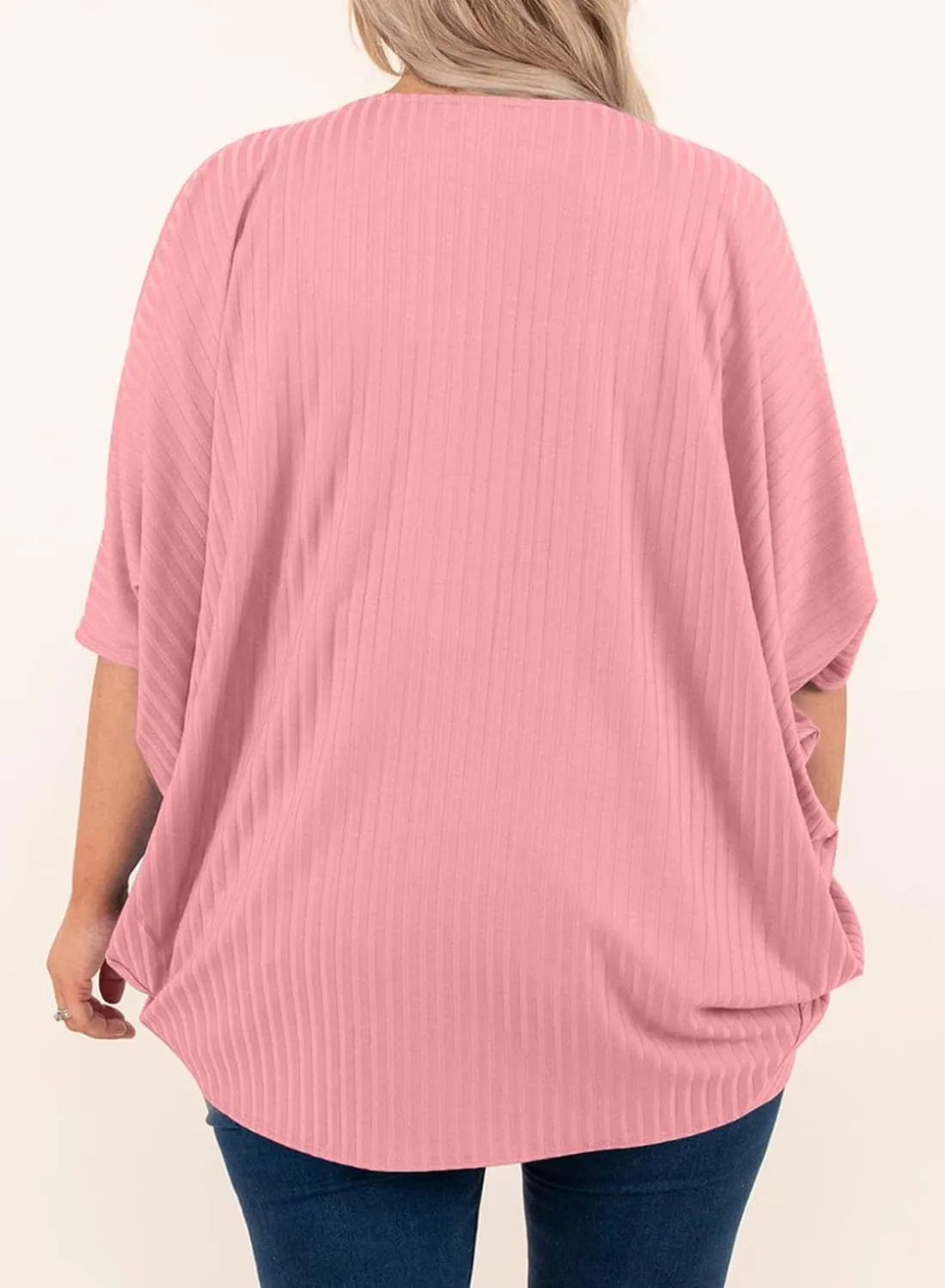 Eytino Womens Plus Size Summer Cardigan Casual Half Sleeve Ruched Open Front Cardigans Tops(1X-5X)