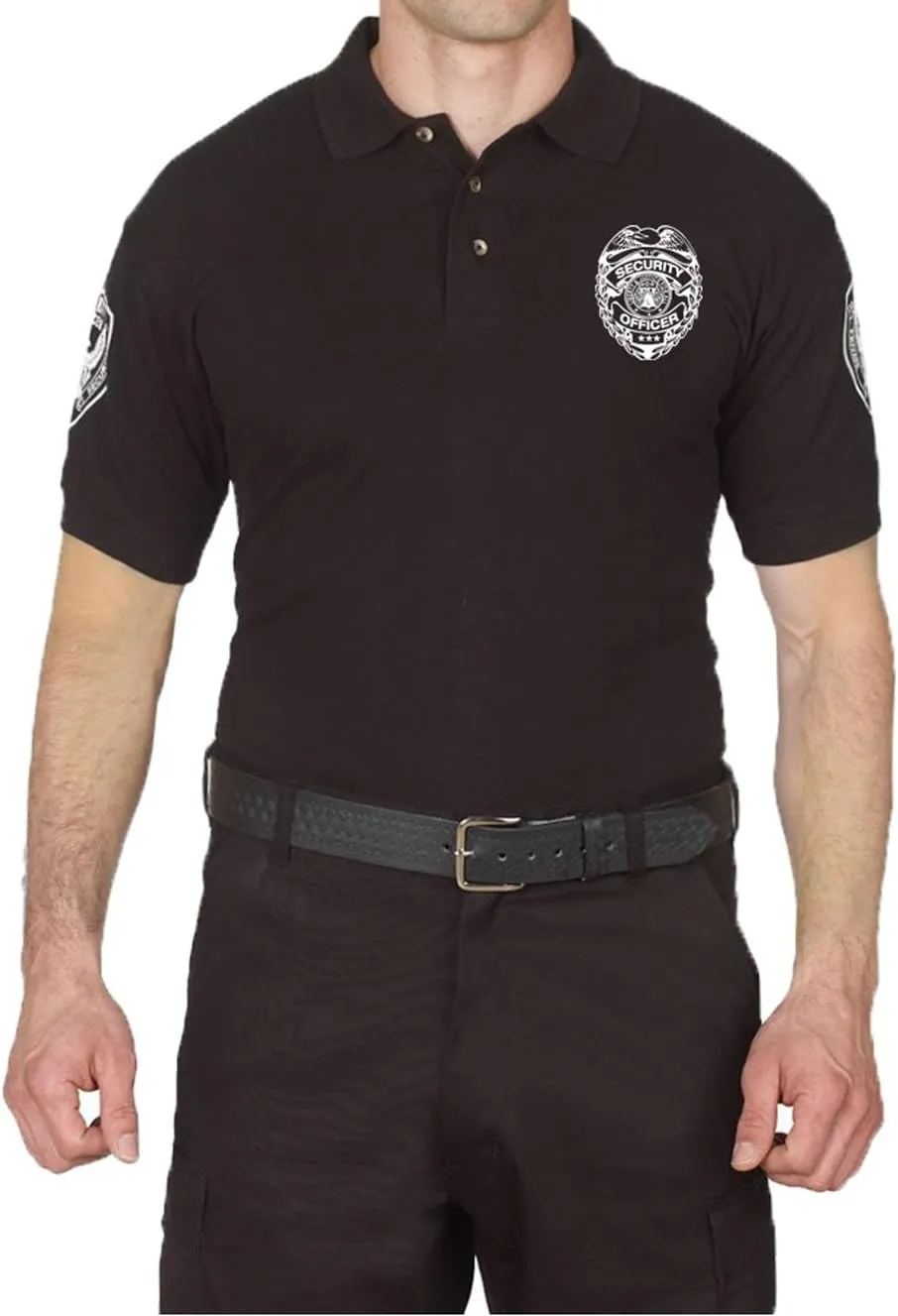 First Class Black Poly Cotton Security Polo Shirts