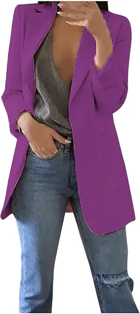 Firzero Blazers for Women Business Casual Plus Size Jackets 2024 Fall Fashion Long Sleeve Open Front Work Office Suit Cardigans