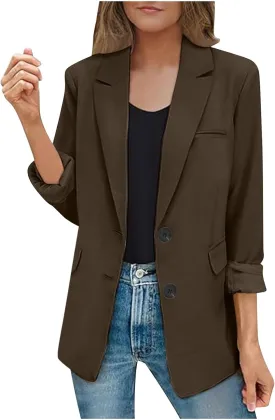 Firzero Womens Blazers for Work Casual Office Jacket 2024 Work Lapel Button Down Solid Elegant Long Sleeve Dressy Jackets