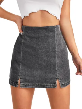 Floerns Women's Casual Split Hem High Waist Denim Skorts Skirt Shorts