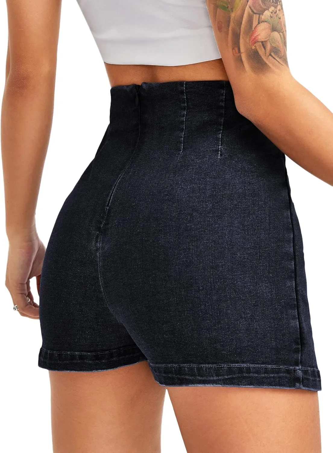 Floerns Women's Casual Split Hem High Waist Denim Skorts Skirt Shorts