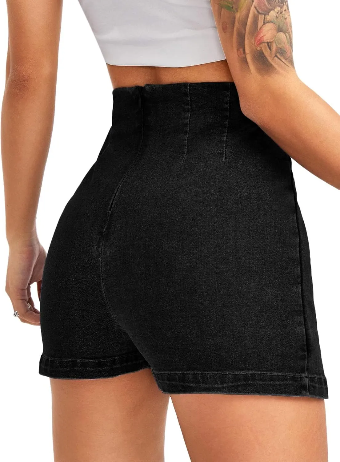 Floerns Women's Casual Split Hem High Waist Denim Skorts Skirt Shorts