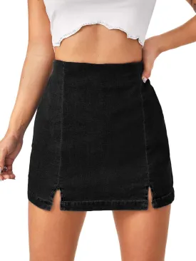 Floerns Women's Casual Split Hem High Waist Denim Skorts Skirt Shorts