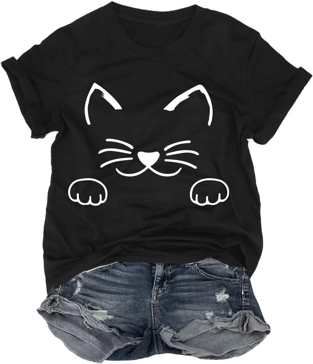 Graphic Tees for Women Cute Funny Animal Graphic T-Shirt Teen Girls Summer Short Sleeve Casual Tops Trendy