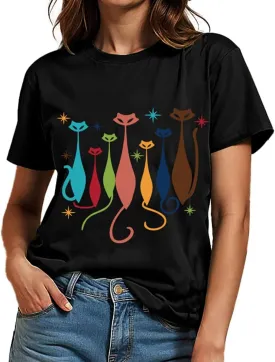 Graphic Tees for Women Cute Funny Animal Graphic T-Shirt Teen Girls Summer Short Sleeve Casual Tops Trendy
