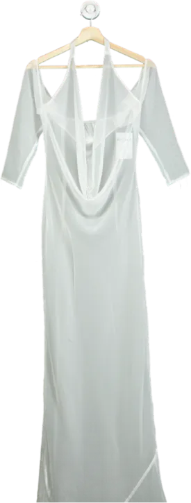 Halden White Sheer Cowl Neck Gown