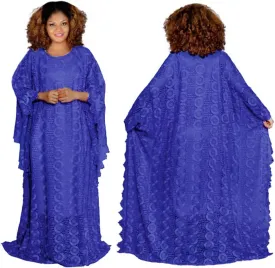 HD Women's Solid Color Lace Kaftan Dress Embroidery Rhinestone Evening Party Gown Plus Size