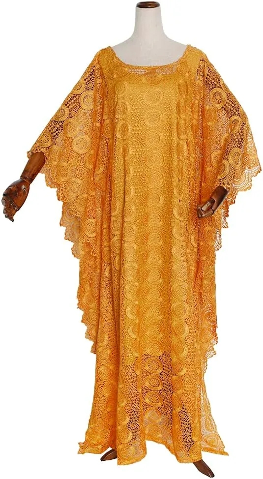 HD Women's Solid Color Lace Kaftan Dress Embroidery Rhinestone Evening Party Gown Plus Size
