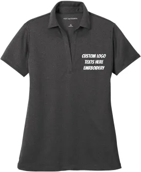 INK STITCH Women Lk542 Custom Design Your Own Logo Text Embroidery Silk Touch Heather Performance Polo Shirts