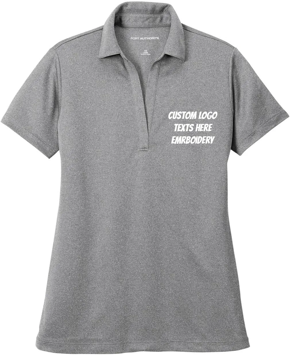 INK STITCH Women Lk542 Custom Design Your Own Logo Text Embroidery Silk Touch Heather Performance Polo Shirts