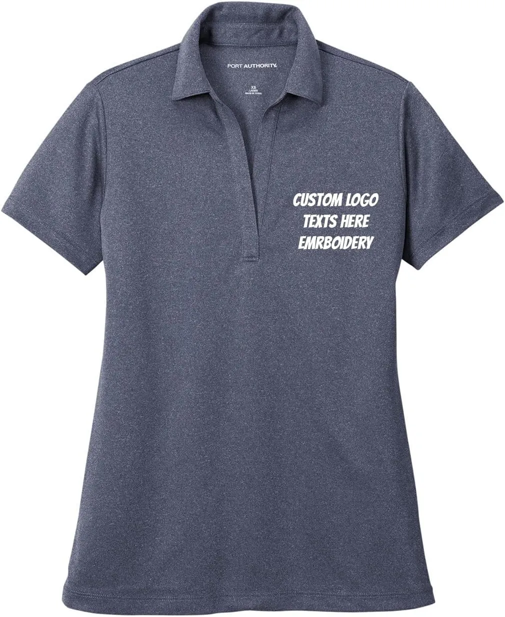 INK STITCH Women Lk542 Custom Design Your Own Logo Text Embroidery Silk Touch Heather Performance Polo Shirts