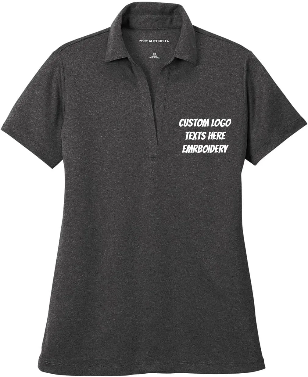 INK STITCH Women Lk542 Custom Design Your Own Logo Text Embroidery Silk Touch Heather Performance Polo Shirts
