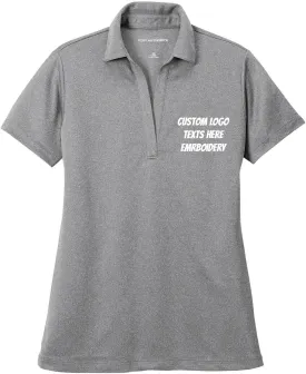 INK STITCH Women Lk542 Custom Design Your Own Logo Text Embroidery Silk Touch Heather Performance Polo Shirts