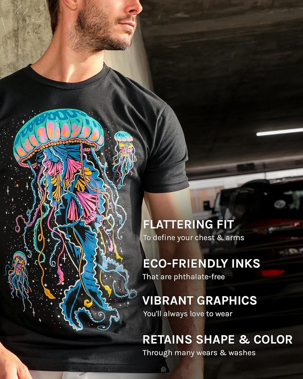 INTO THE AM Graphic Tees for Men S - 4XL Premium Short Sleeve Colorful T-Shirts Trippy Space Designs