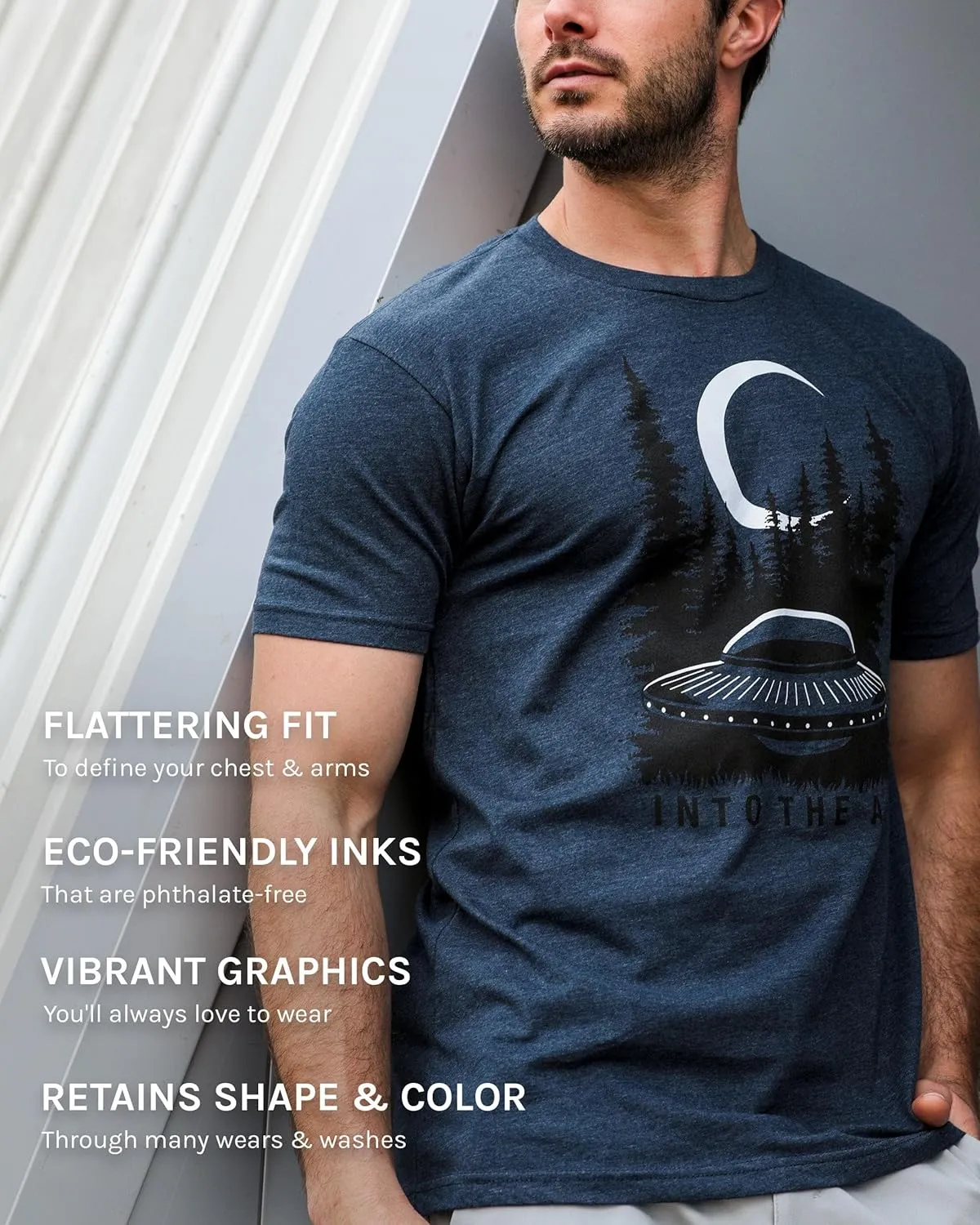 INTO THE AM Graphic Tees for Men S - 4XL Premium Short Sleeve Colorful T-Shirts Trippy Space Designs