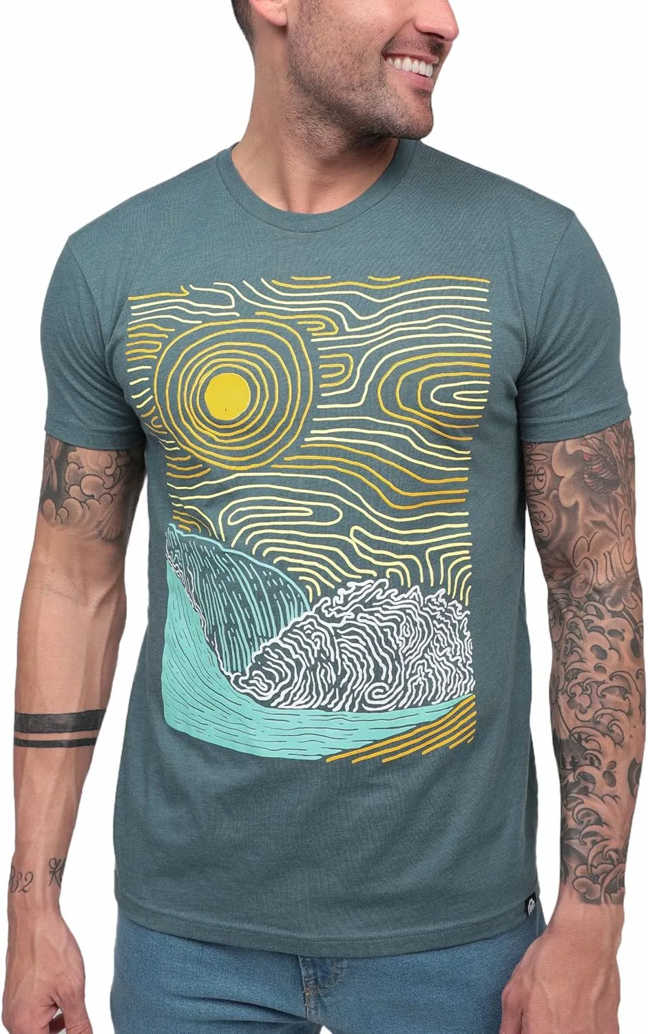 INTO THE AM Men's Graphic Tees S - 4XL Cool Lightweight Fitted Printed Design T-Shirts Nature