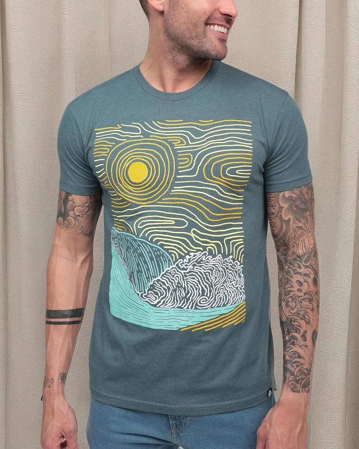 INTO THE AM Men's Graphic Tees S - 4XL Cool Lightweight Fitted Printed Design T-Shirts Nature