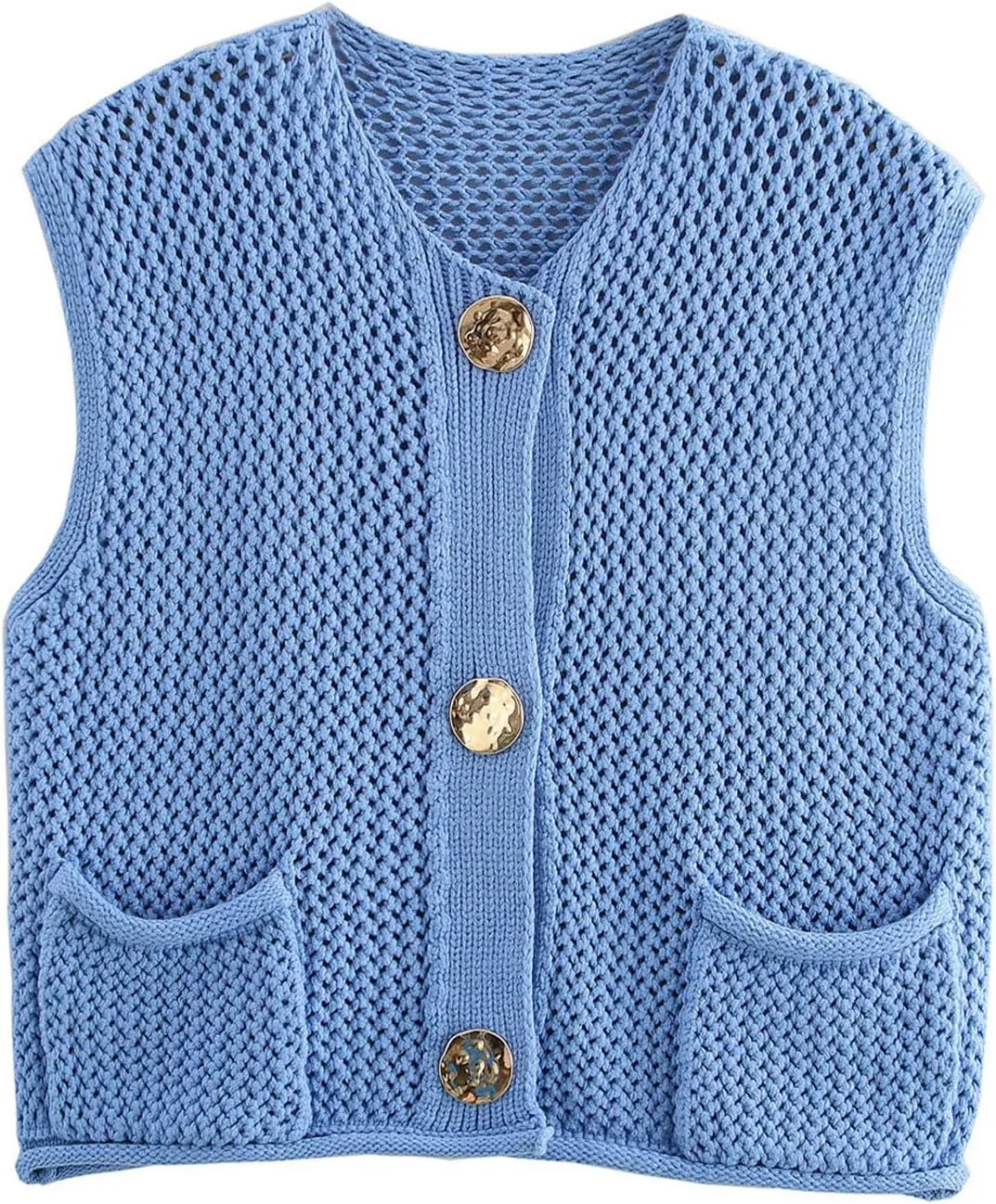 JASCLS Womens Cropped Sweater Vest V Neck Button Down Y2k Crop Knit Summer Trendy Sleeveless Chunky Tank Tops