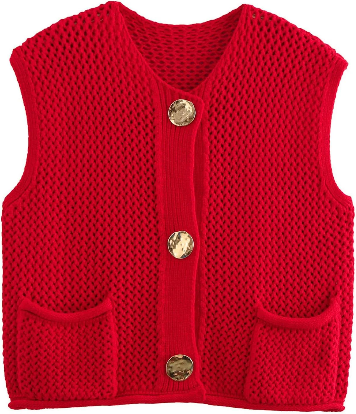 JASCLS Womens Cropped Sweater Vest V Neck Button Down Y2k Crop Knit Summer Trendy Sleeveless Chunky Tank Tops