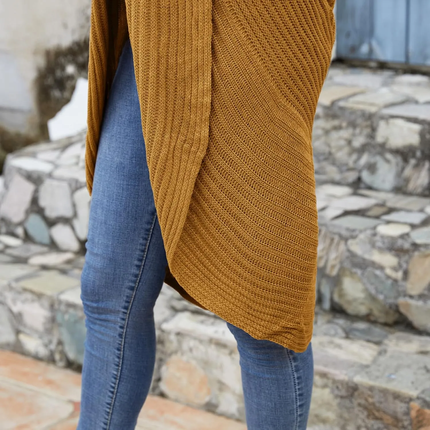 Jayscreate Women's 2024 Open Front Cardigan Sweaters Two Ways to Wear Chunky Knit Lightweight Long Sleeve Cardigan