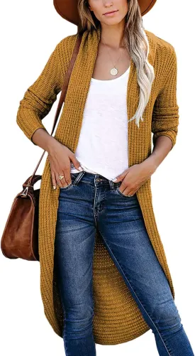 Jayscreate Women's 2024 Open Front Cardigan Sweaters Two Ways to Wear Chunky Knit Lightweight Long Sleeve Cardigan