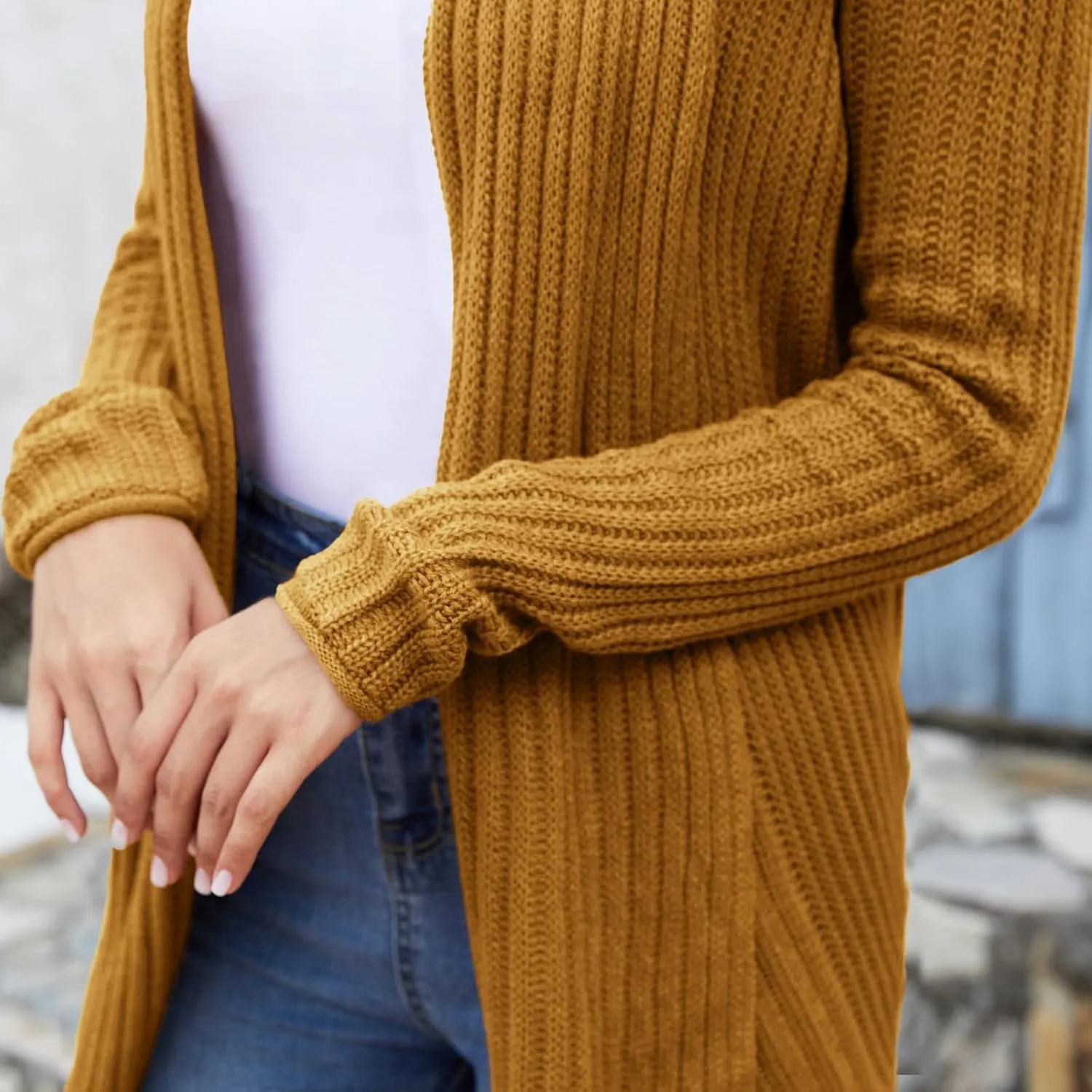 Jayscreate Women's 2024 Open Front Cardigan Sweaters Two Ways to Wear Chunky Knit Lightweight Long Sleeve Cardigan