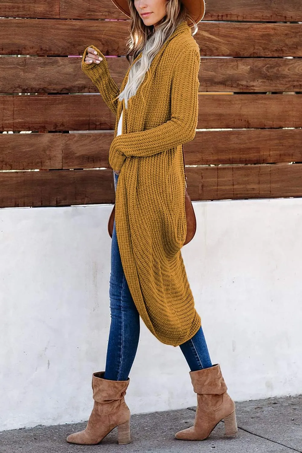 Jayscreate Women's 2024 Open Front Cardigan Sweaters Two Ways to Wear Chunky Knit Lightweight Long Sleeve Cardigan