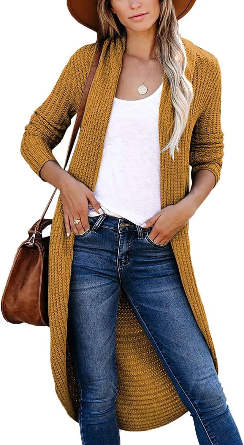 Jayscreate Women's 2024 Open Front Cardigan Sweaters Two Ways to Wear Chunky Knit Lightweight Long Sleeve Cardigan