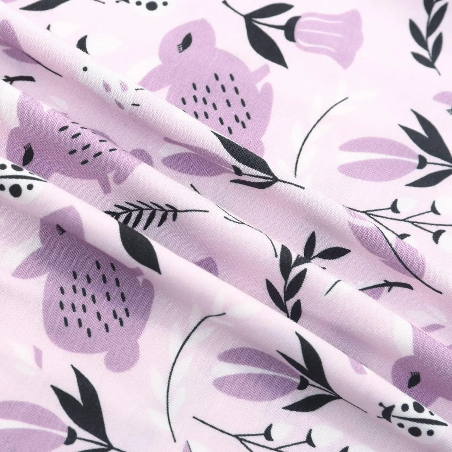 JunNeng 2Pcs Baby Girl Viscose from Bamboo Sleeper with Mitten Cuffs, 2 Way Zipper Romper, Sleep N' Play Pjs 0-18 Months
