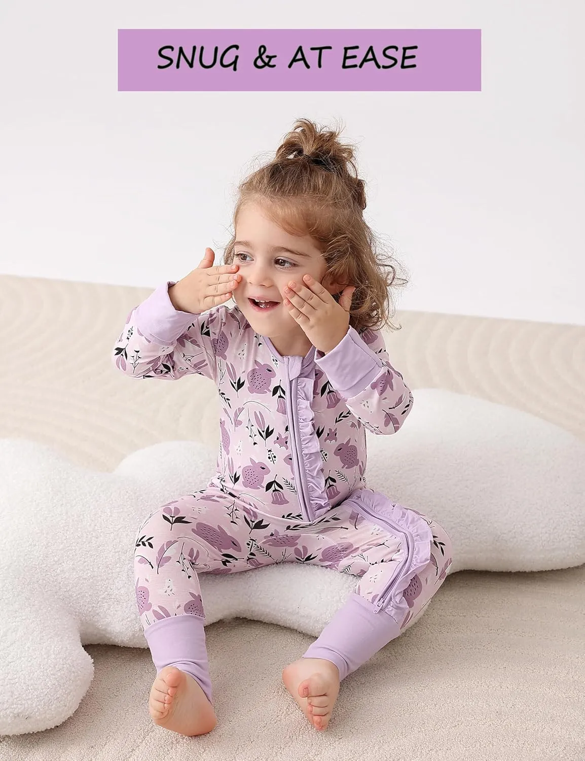 JunNeng 2Pcs Baby Girl Viscose from Bamboo Sleeper with Mitten Cuffs, 2 Way Zipper Romper, Sleep N' Play Pjs 0-18 Months