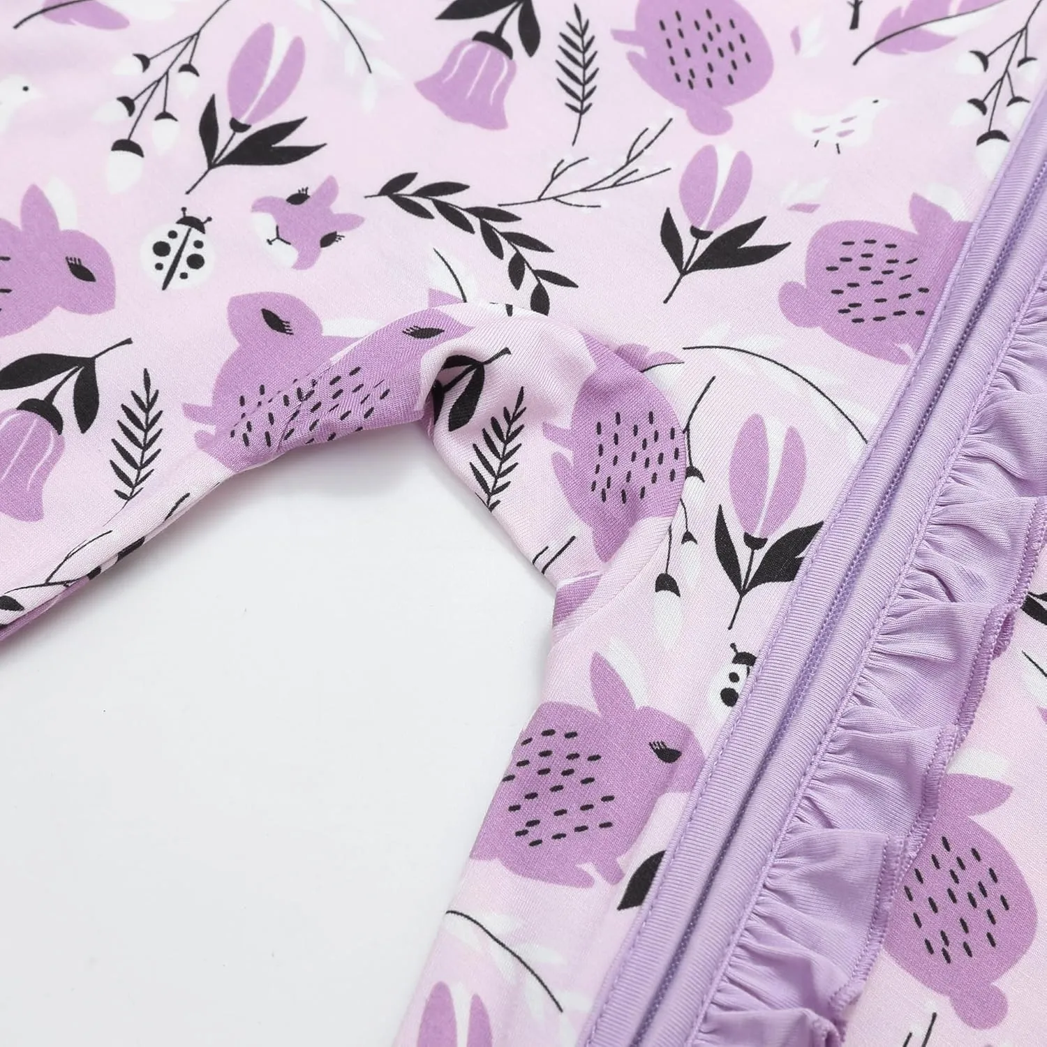 JunNeng 2Pcs Baby Girl Viscose from Bamboo Sleeper with Mitten Cuffs, 2 Way Zipper Romper, Sleep N' Play Pjs 0-18 Months