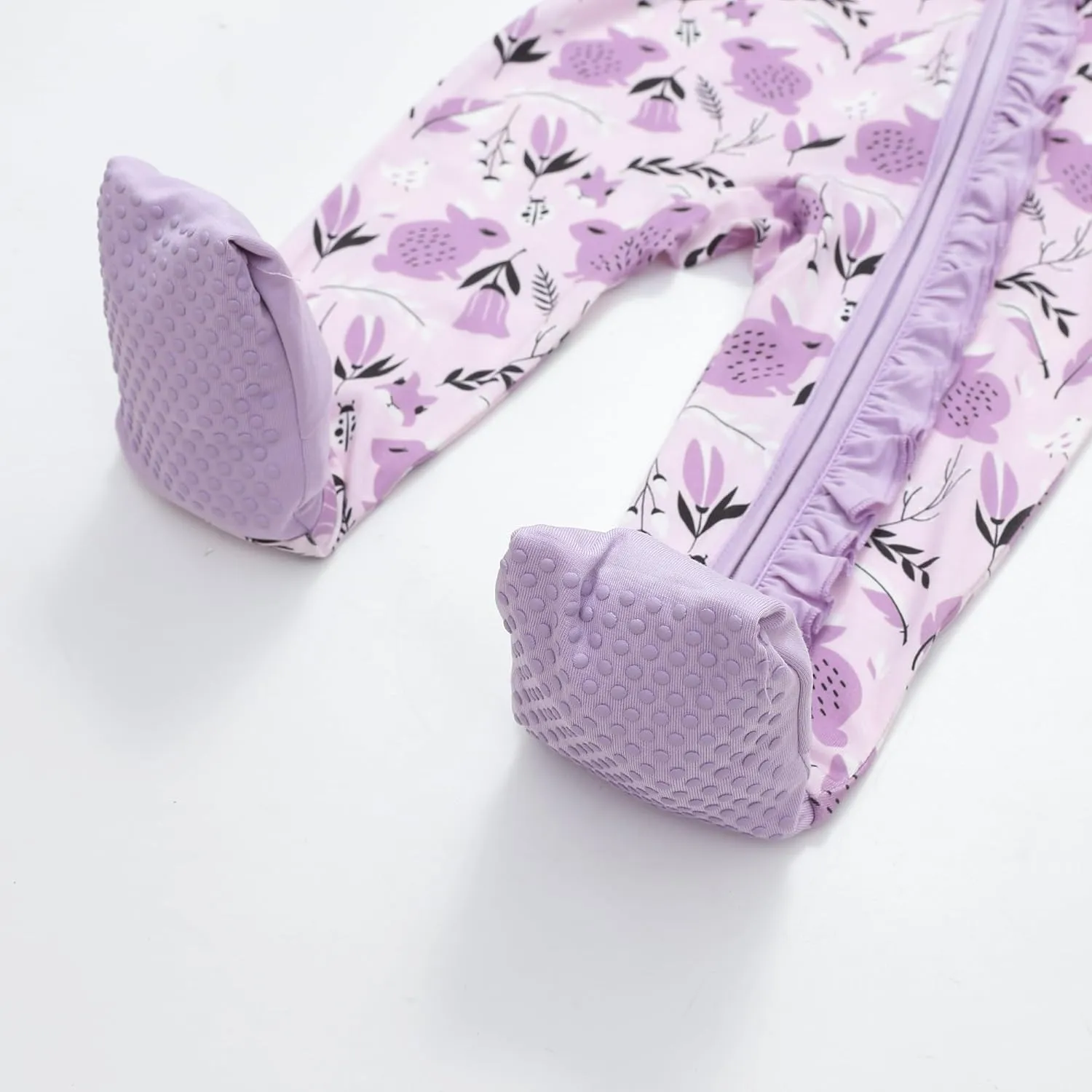 JunNeng 2Pcs Baby Girl Viscose from Bamboo Sleeper with Mitten Cuffs, 2 Way Zipper Romper, Sleep N' Play Pjs 0-18 Months