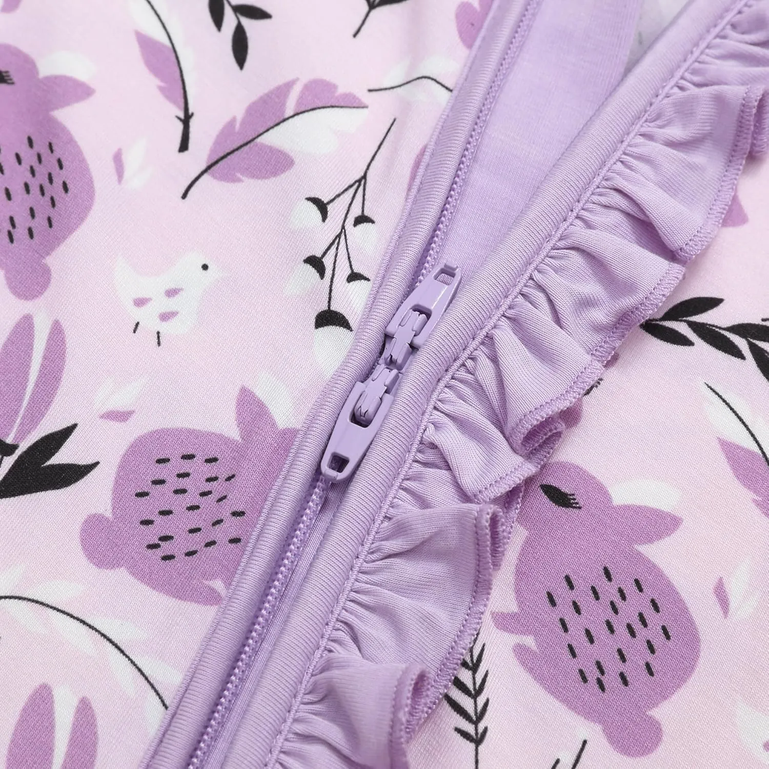 JunNeng 2Pcs Baby Girl Viscose from Bamboo Sleeper with Mitten Cuffs, 2 Way Zipper Romper, Sleep N' Play Pjs 0-18 Months