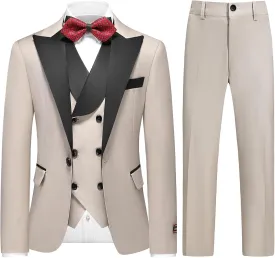 Lamgool Boys Tuxedo Suit 3 Piece Slim Fit Set with Blazer Jacket Vest Pant Kids Formal Outfit for Wedding Prom Size 6-20