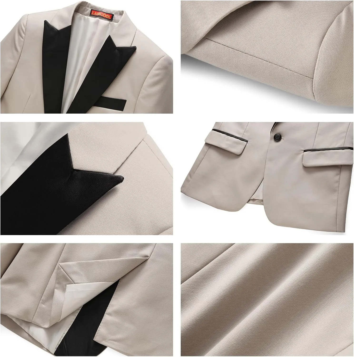Lamgool Boys Tuxedo Suit 3 Piece Slim Fit Set with Blazer Jacket Vest Pant Kids Formal Outfit for Wedding Prom Size 6-20