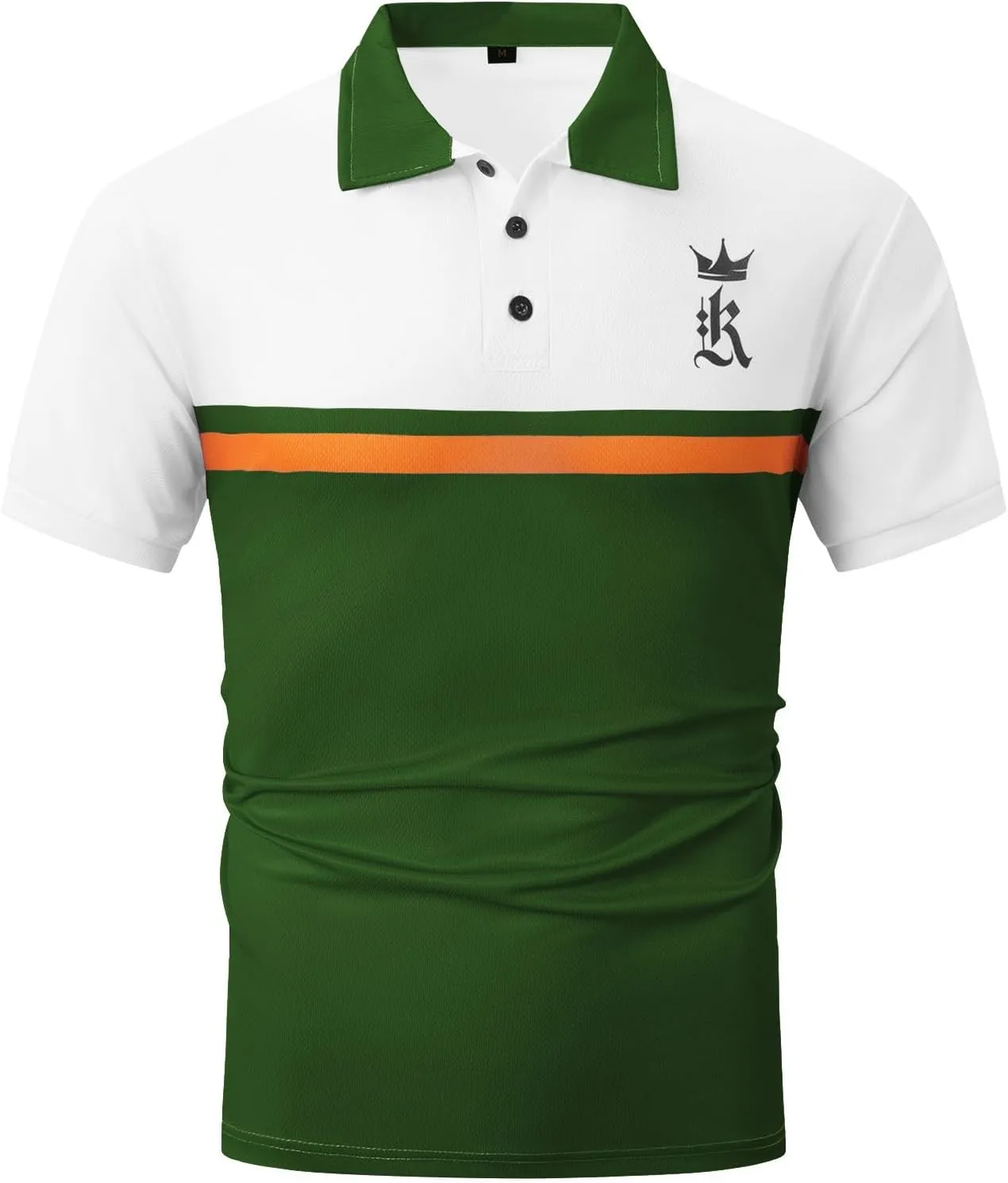 LCMTWX Men's Polo Shirts Fashionable Printed Button Color Blocking Sports T Shirt Slim Fit Tee Shirts for Men Casual