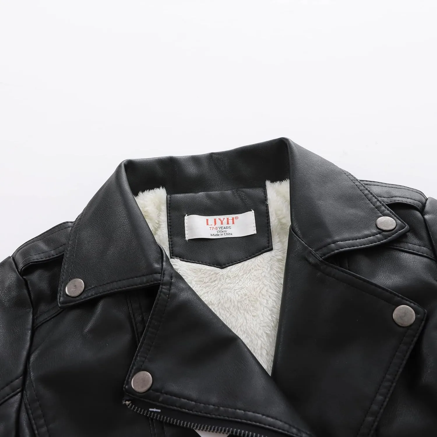 LJYH Children Collar Motorcycle Faux Leather Coats Kids Bomber PU Soft Leather Jackets