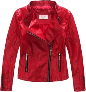 LJYH Girls Faux Leather Quilted Shoulder Motorcycle Jackets Kids Spring Moto Biker Coats