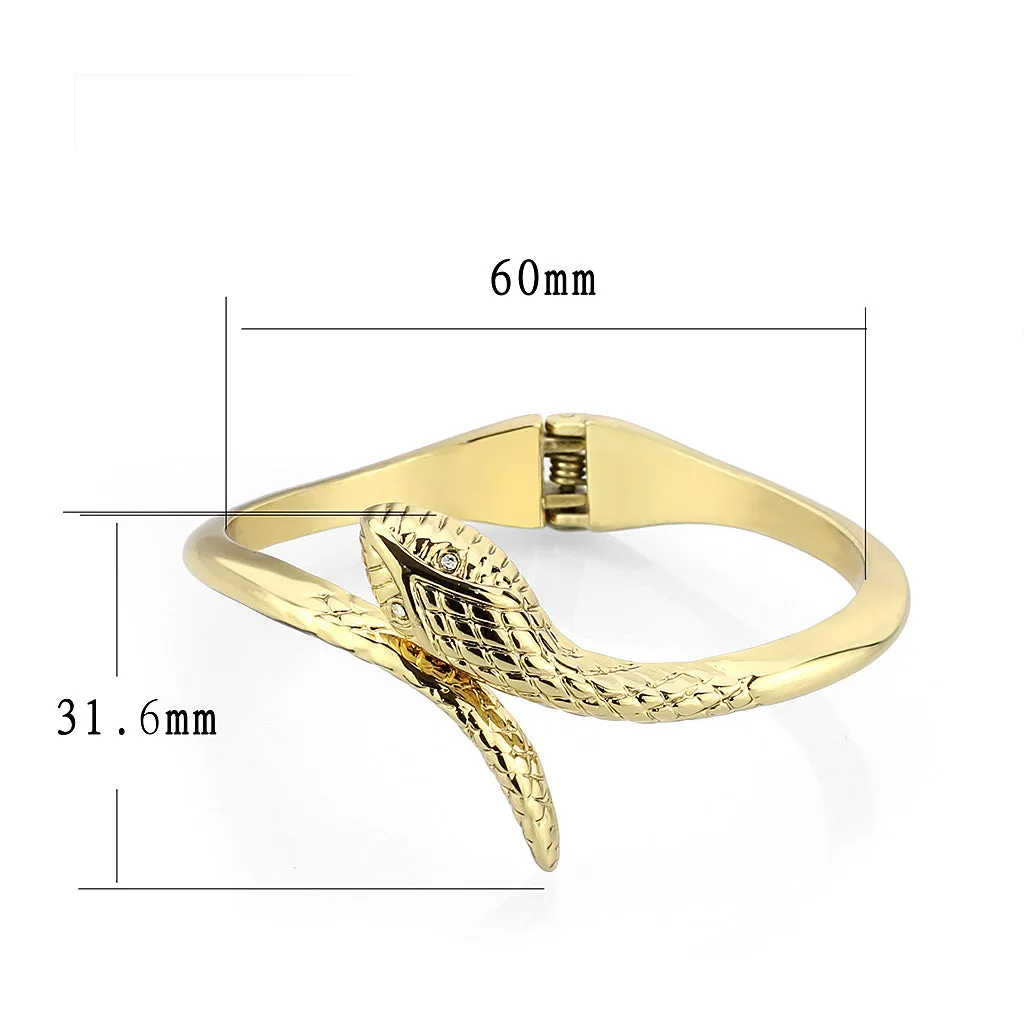 LO2140G - Flash Gold Plated Snake Bangle with Top Grade Crystals