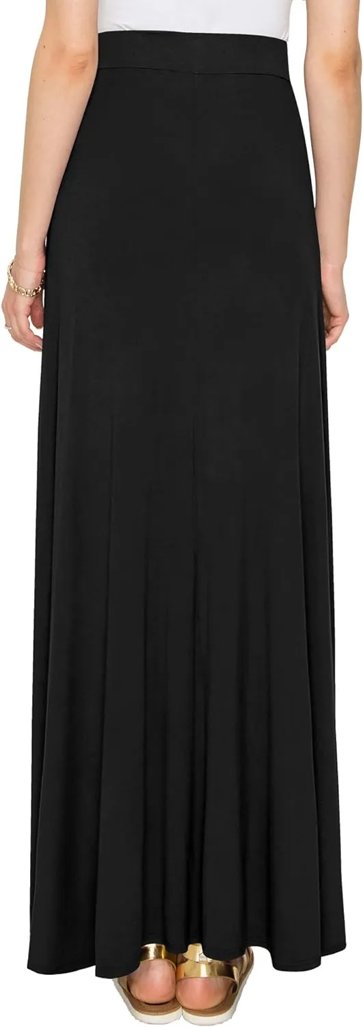 Lock and Love Women's Casual Comfy Stylish High Waist Flare Long Maxi Skirt  Available in Print & Solid Options