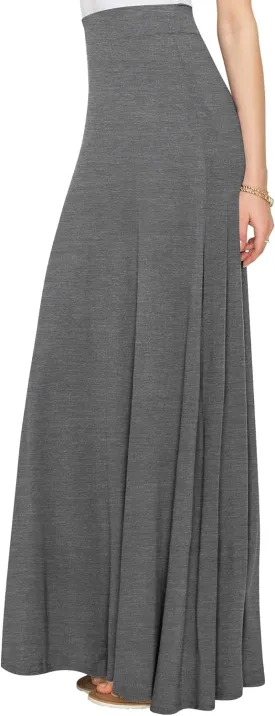 Lock and Love Women's Casual Comfy Stylish High Waist Flare Long Maxi Skirt  Available in Print & Solid Options
