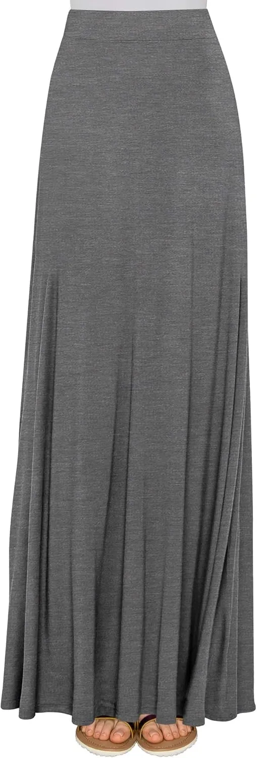 Lock and Love Women's Casual Comfy Stylish High Waist Flare Long Maxi Skirt  Available in Print & Solid Options