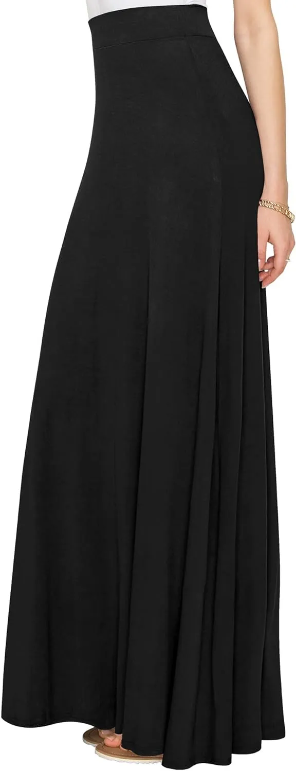 Lock and Love Women's Casual Comfy Stylish High Waist Flare Long Maxi Skirt  Available in Print & Solid Options